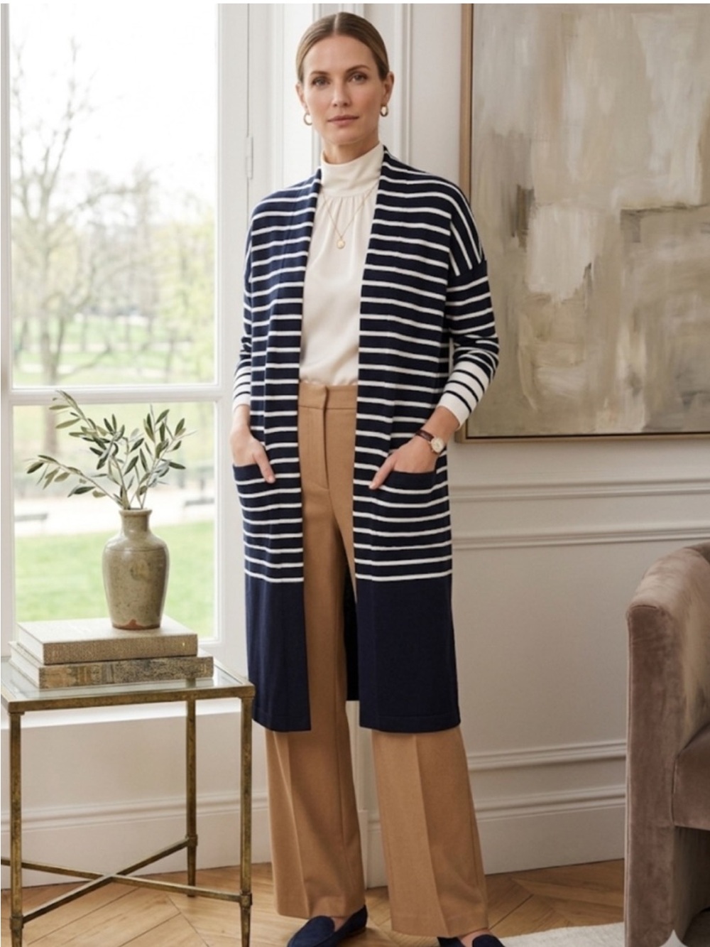 Cabi Boathouse Long Cardigan Sweater M